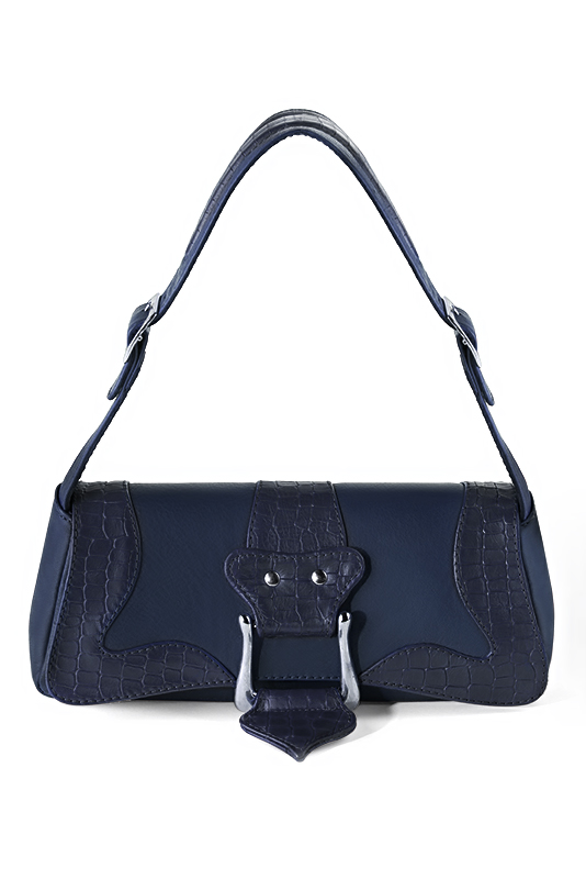 Navy blue women's dress handbag, matching pumps and belts. Top view - Florence KOOIJMAN
